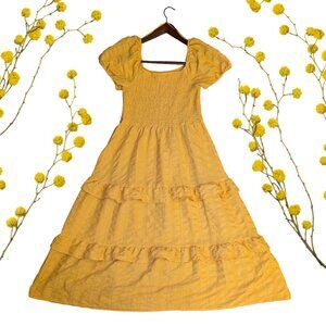 Tiered Ruffle Dress with Puff Sleeves